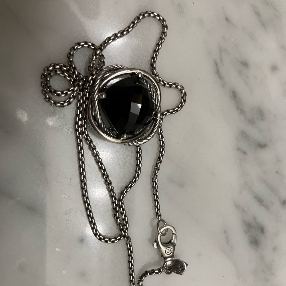 David Yurman Infinity Necklace with Onyx, Sterling Silver - Picture 6 of 8